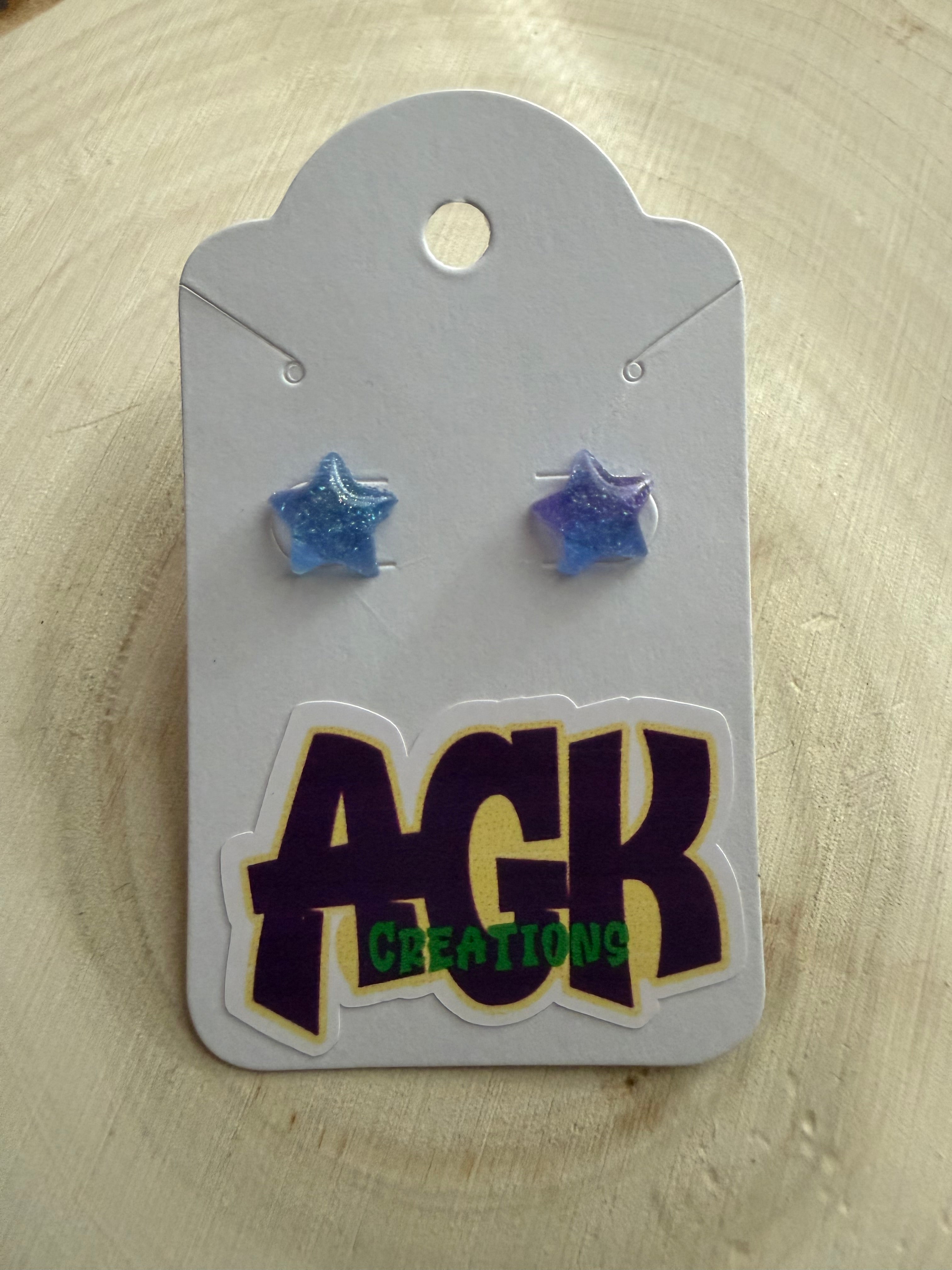 Purplish Blue Star Studs