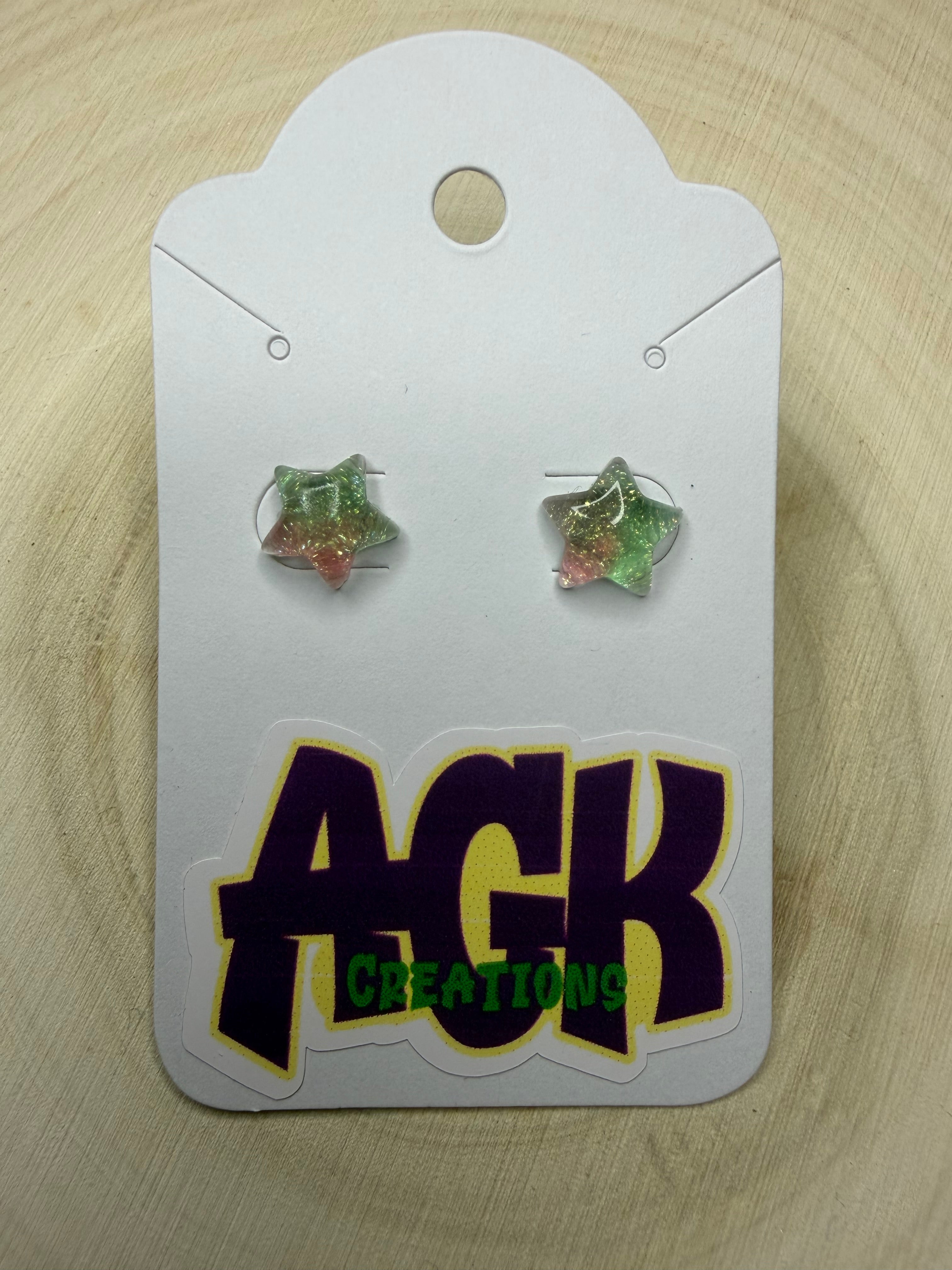 Pink/Green Star Studs